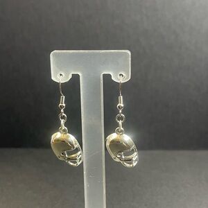 Silver Football Helmet Dangle Earrings